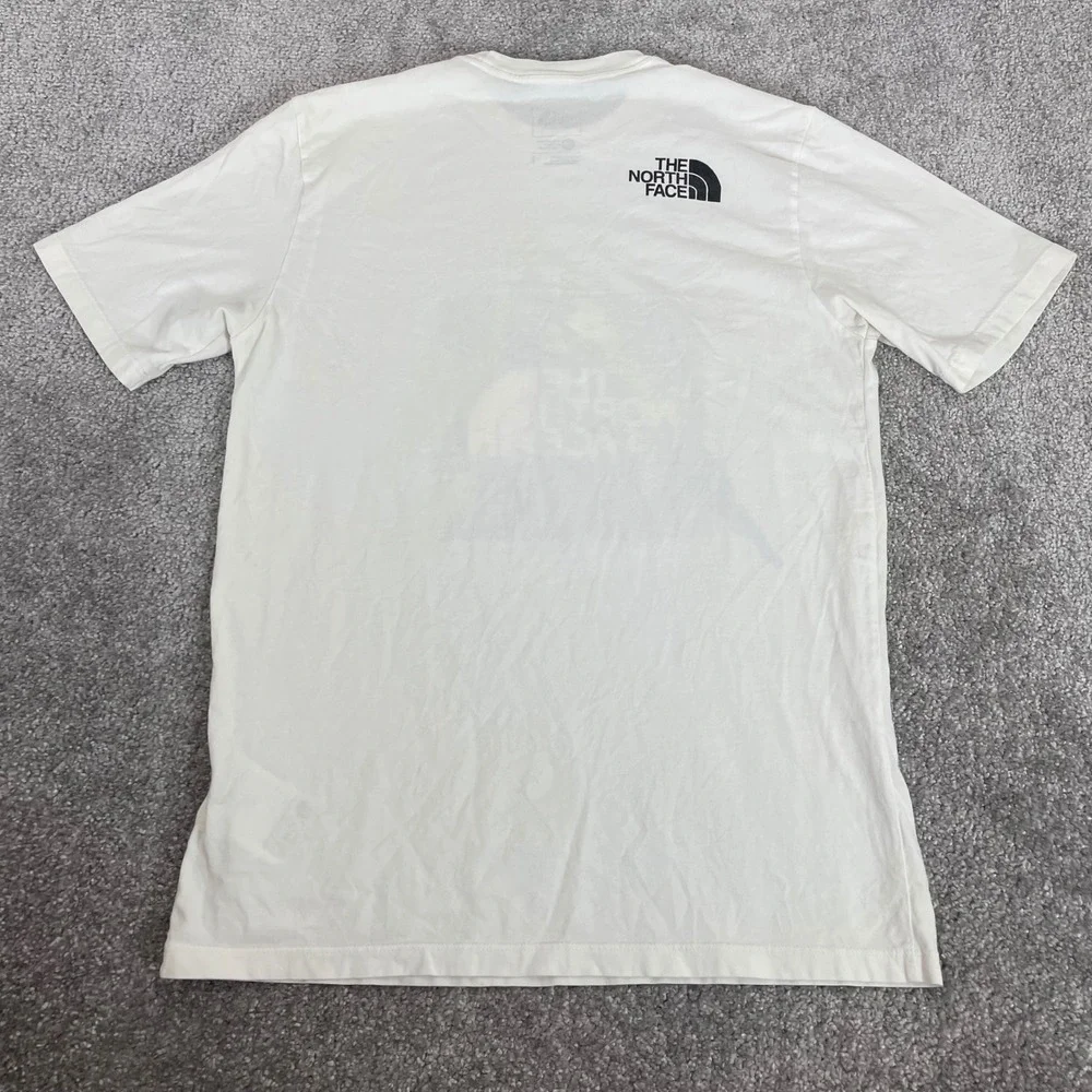 North Face T Shirt Mens Small Mountain Graphic Hiking White‎